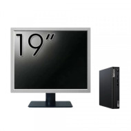 Pachet Calculator Second Hand Lenovo M80q Mini PC, Intel Core i5-10400T 2.00 - 3.60GHz, 16GB DDR4, 256GB SSD + Monitor 19"