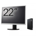 Pachet Calculator Second Hand Lenovo M80q Mini PC, Intel Core i5-10400T 2.00 - 3.60GHz, 16GB DDR4, 256GB SSD + Monitor 22"