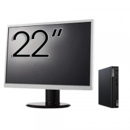 Pachet Calculator Second Hand Lenovo M80q Mini PC, Intel Core i5-10400T 2.00 - 3.60GHz, 16GB DDR4, 256GB SSD + Monitor 22"