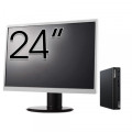 Pachet Calculator Second Hand Lenovo M80q Mini PC, Intel Core i5-10400T 2.00 - 3.60GHz, 16GB DDR4, 256GB SSD + Monitor 24"