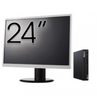 Pachet Calculator Second Hand Lenovo M80q Mini PC, Intel Core i5-10400T 2.00 - 3.60GHz, 16GB DDR4, 256GB SSD + Monitor 24"