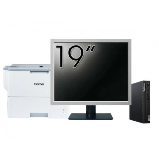 Pachet Calculator Second Hand Lenovo M80q Mini PC, Intel Core i5-10400T 2.00 - 3.60GHz, 16GB DDR4, 256GB SSD + Monitor 19" & Imprimanta Brother HL-L6300DW