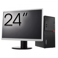 Pachet Calculator Second Hand LENOVO M710T Tower, Intel Core i3-6100 3.70GHz, 8GB DDR4, 500GB HDD, DVD-ROM + Monitor 24"