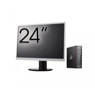 Pachet Calculator Second Hand Fujitsu Esprimo Q958 Mini PC, Intel Core i5-8400 2.80 - 4.00GHz, 8GB DDR4, 256GB SSD + Monitor 24"