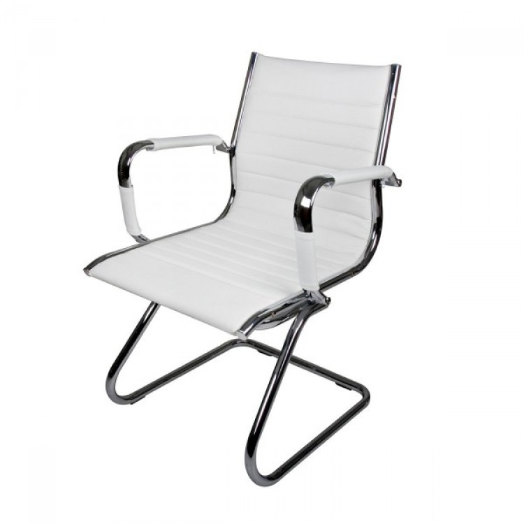 Scaun Office BUTIK Brooklyn White FL80545, Piele, Otel Cromat