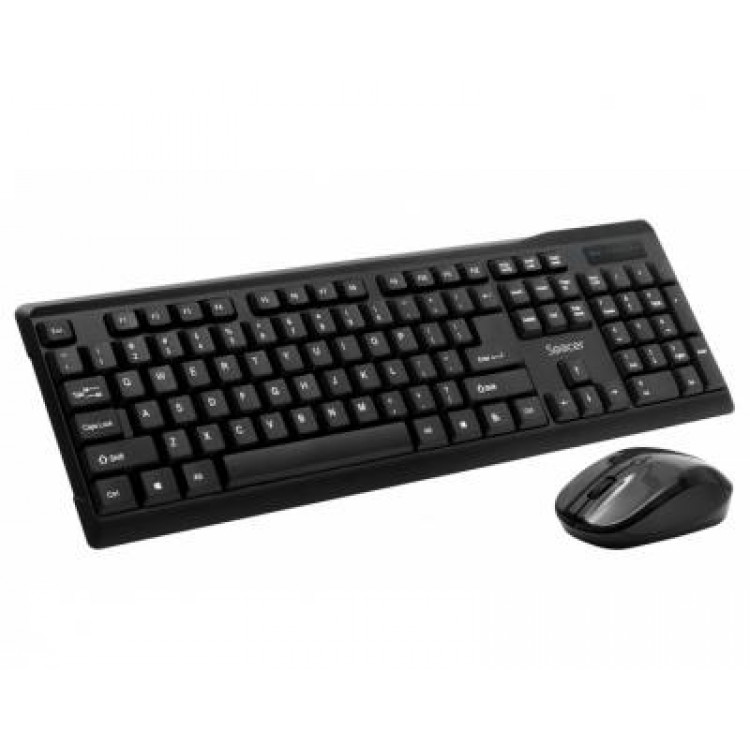 Kit Wireless Tastatura + Mouse Combo, SPACER SPDS-1100, Plug&Play, Qwerty, USB, 1000 dpi, Negru