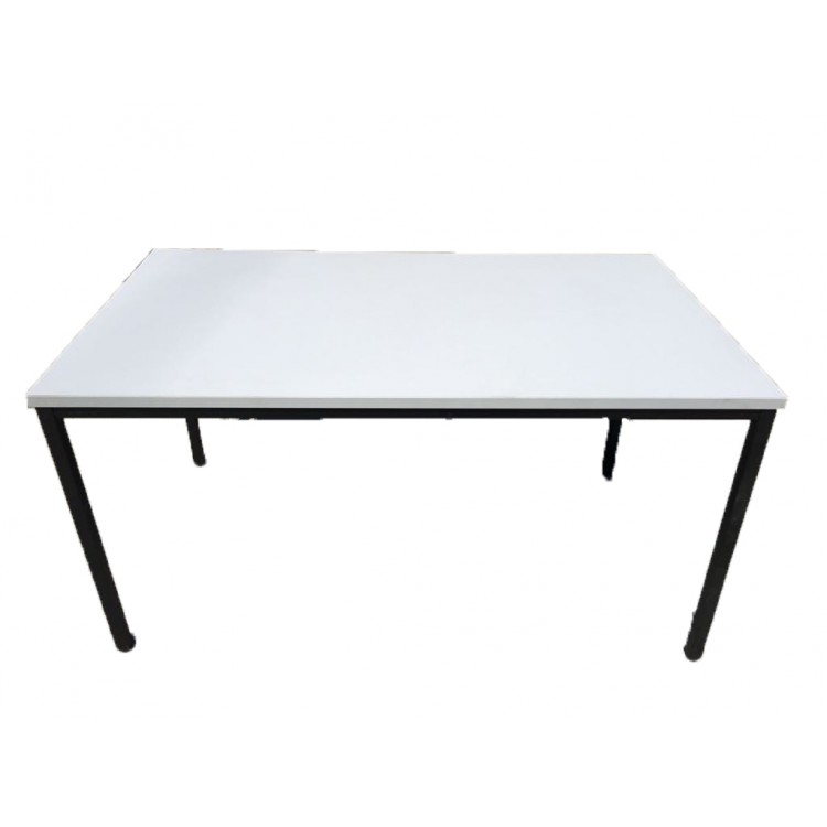 Birou Georgiana, Blat Lemn, Culoare Alb Pal, Picioare metalice, Forma Dreptunghi