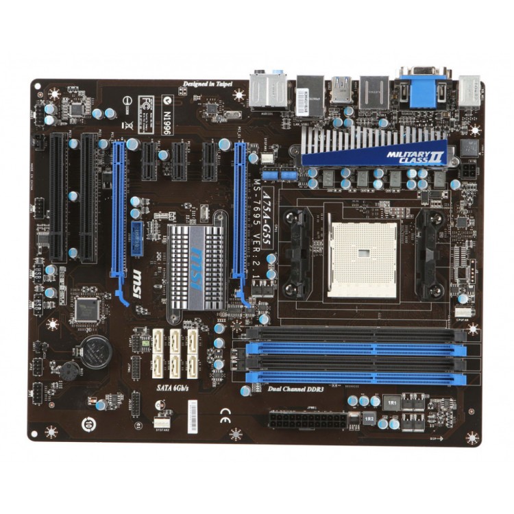 Kit Placa de Baza MSI A75A-G55, Socket FM1 + Procesor AMD A4-3300 2.50GHz, Shield si Cooler