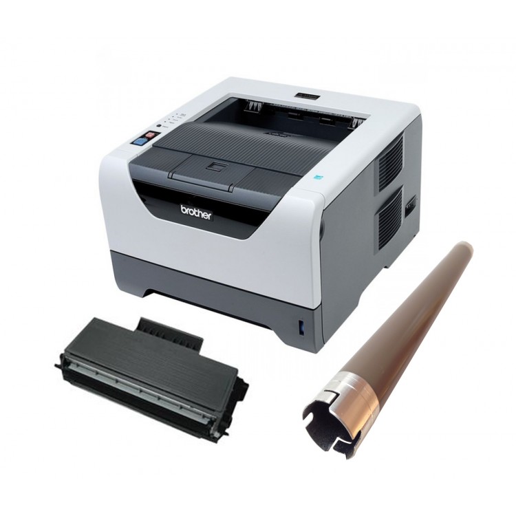Imprimanta Laser Monocrom Brother HL-5350DN, Duplex, Retea, USB, 1200 x 1200 dpi, Cartus + Unitate Drum noi, Rola Fuser noua