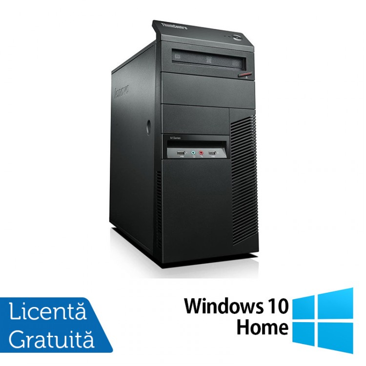Calculator Lenovo Thinkcentre M91p Tower, Intel Core i7-2600 3.4GHz, 4GB DDR3, 120GB SSD, DVD-RW + Windows 10 Home