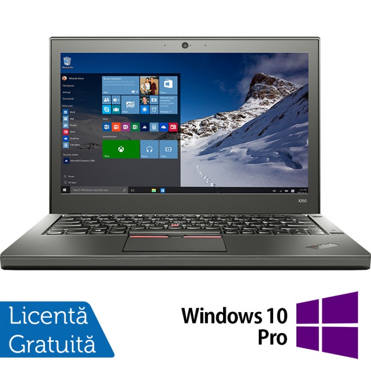 Laptop Lenovo Thinkpad X250, Intel Core i5-5300U 2.30GHz, 8GB DDR3, 500GB SATA, 12.5 Inch + Windows 10 Pro